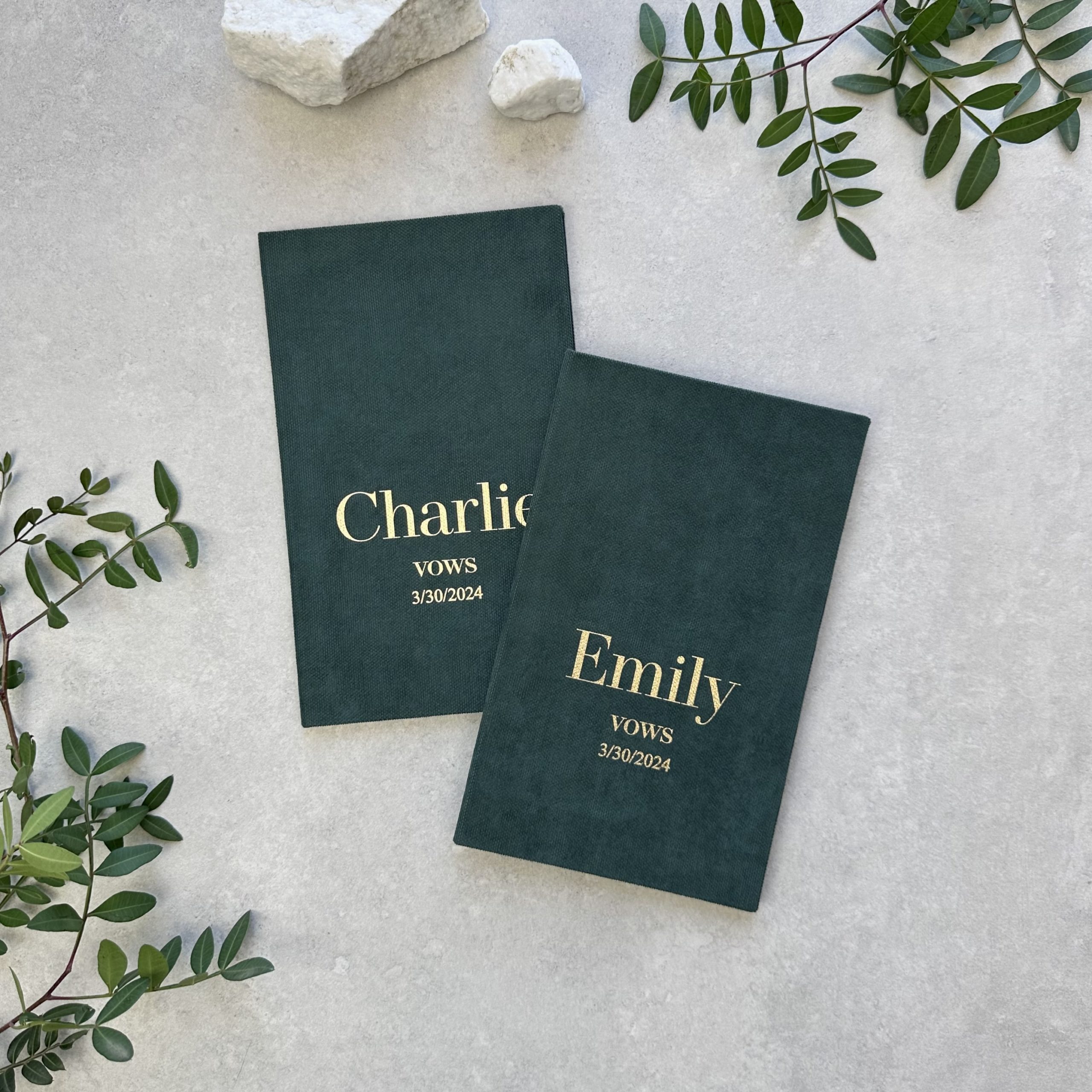 ARIANNA Handmade personalized wedding vow books for couples.