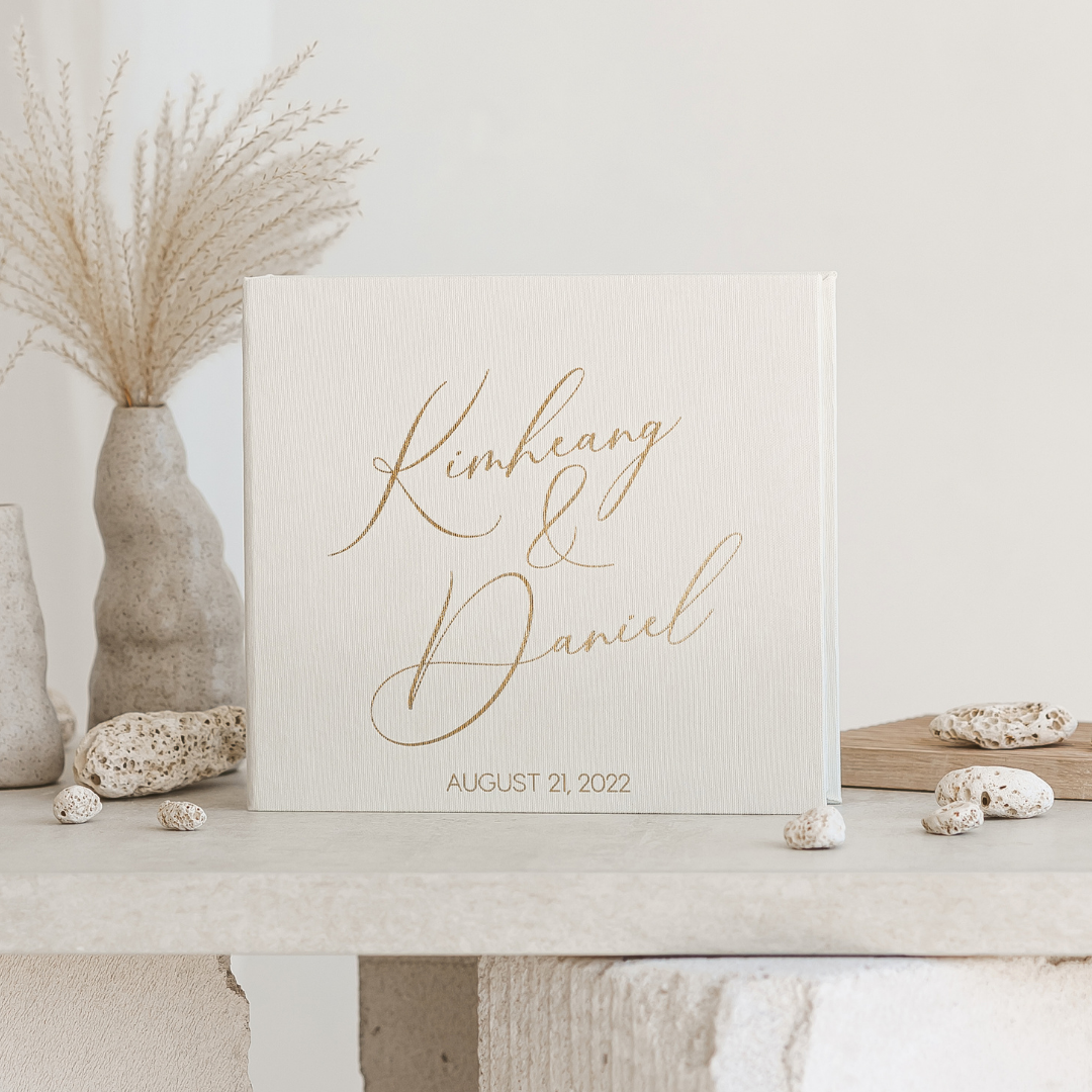 BRIGITA Ivory Personalized Wedding Guest Book - BRIGITA