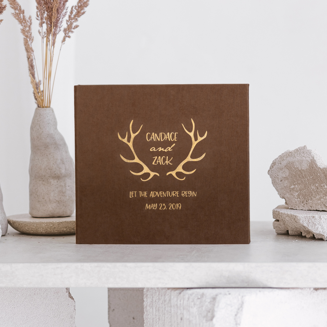 CANDANCE Brown Personalized Wedding Guest Book - CANDANCE