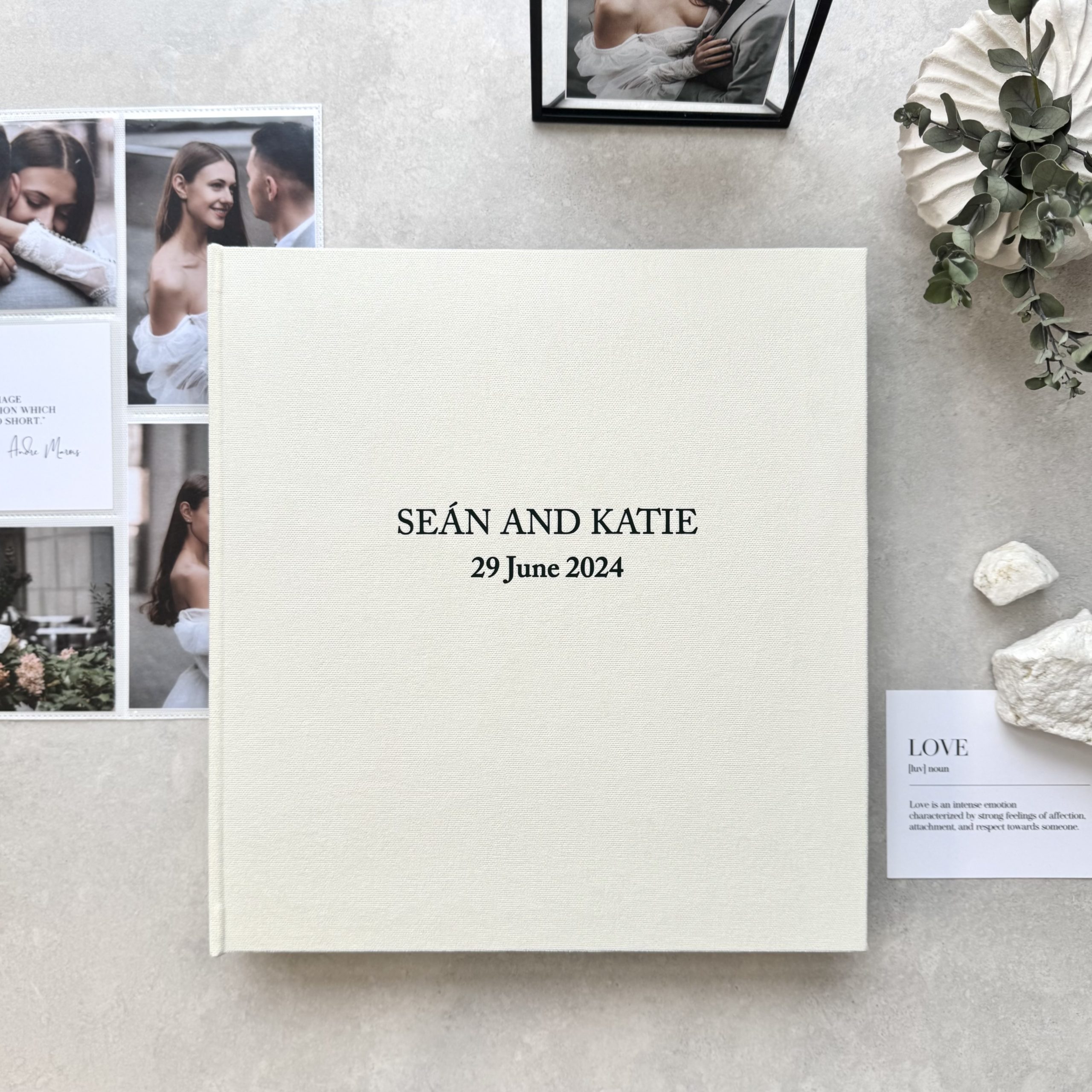 KRISTEN (IVORY) 1 Custom handmade photo album with sleeves – fits 4x6 inch photos, elegant cover design.