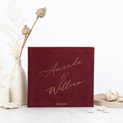 Burgundy Personalized Wedding Envelope Guest book "NATALY" with Advice Cards.
