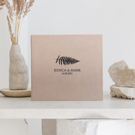 Taupe Personalized Wedding Guest Book - FLORINE.