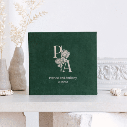 Dark Green Personalized Wedding Guest Book - PROTEA.