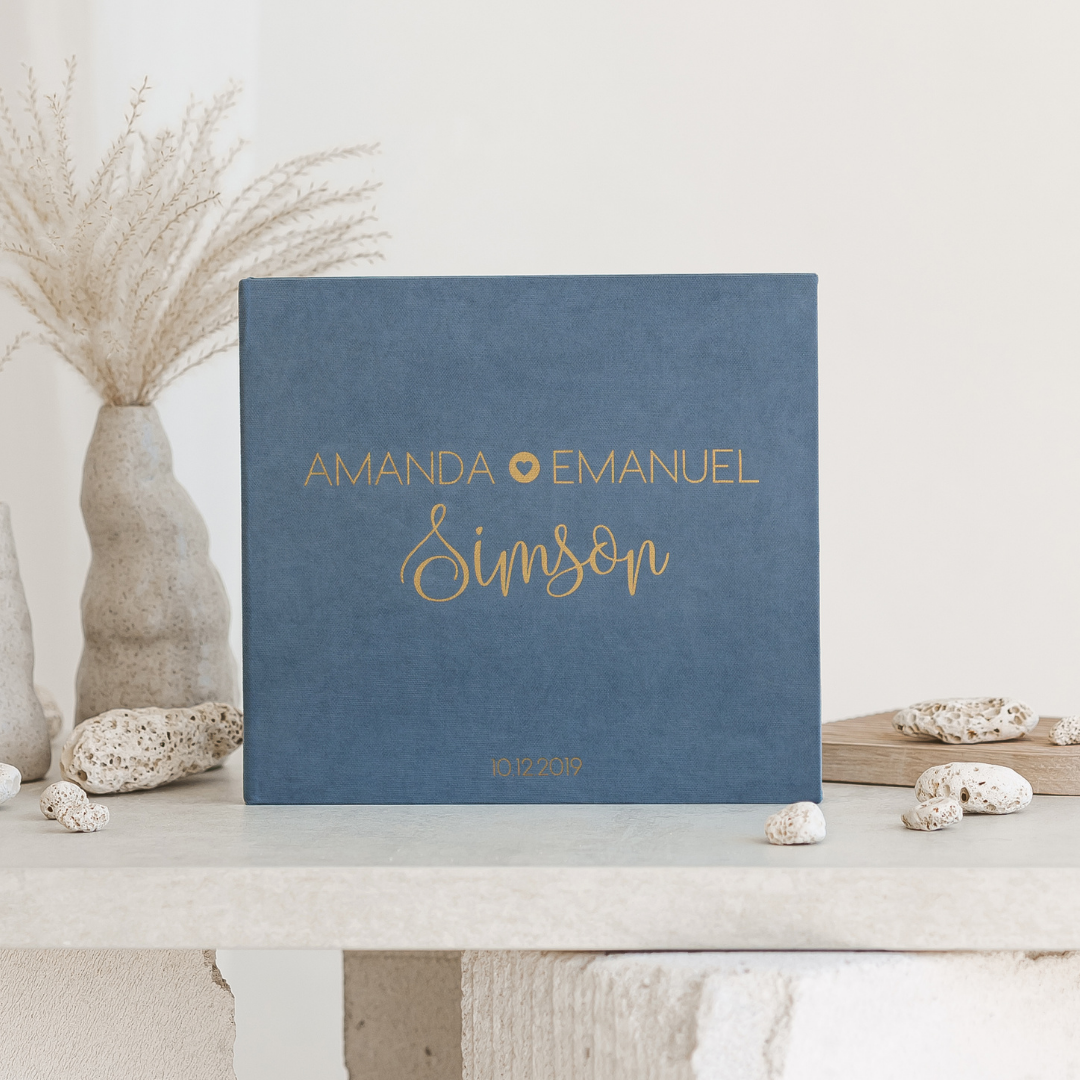 SAMANTHA Dusty Blue Personalized Wedding Guest Book - SAMANTHA.
