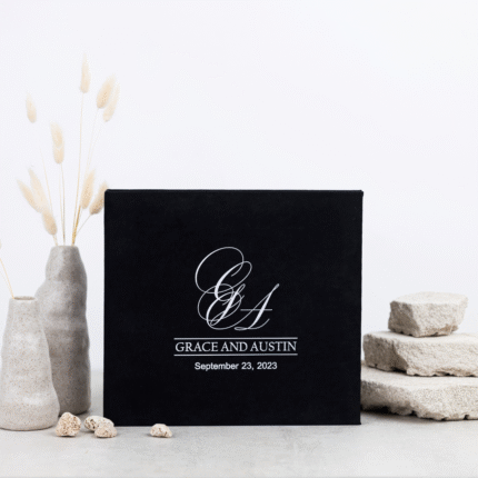 Black Personalized Wedding Envelope Guest book "VANESSA" with Advice Cards.