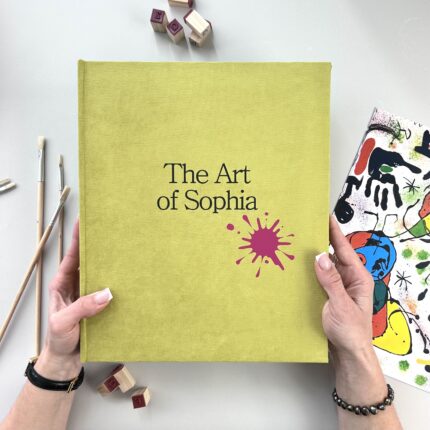Pistachio art binder with elegant black lettering.